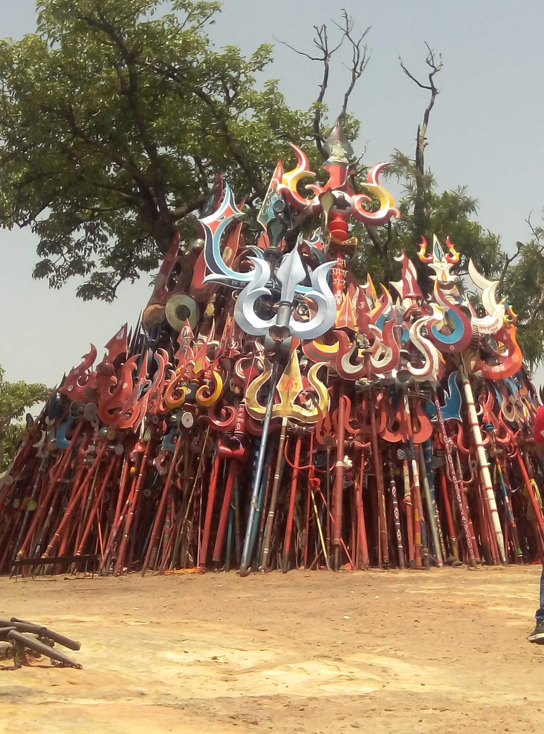 Thousands of tridents offered by pilgrims at the Chauragarh temple