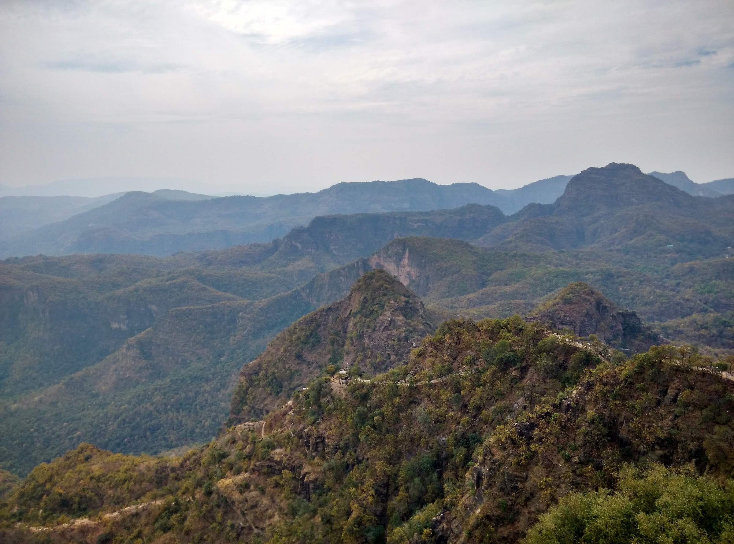 The forested ridges of the Satpura range around Chauragarh peak